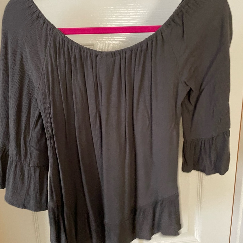 Full tilt olive green off the shoulder top